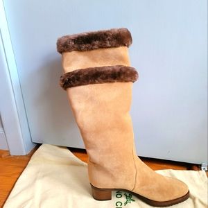 Handmade, Italian, suede boots, 8.5, lined with sheepskin. Never worn.
